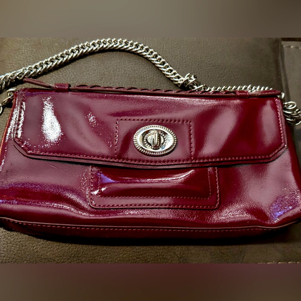 Cole Hann red patent leather clutch